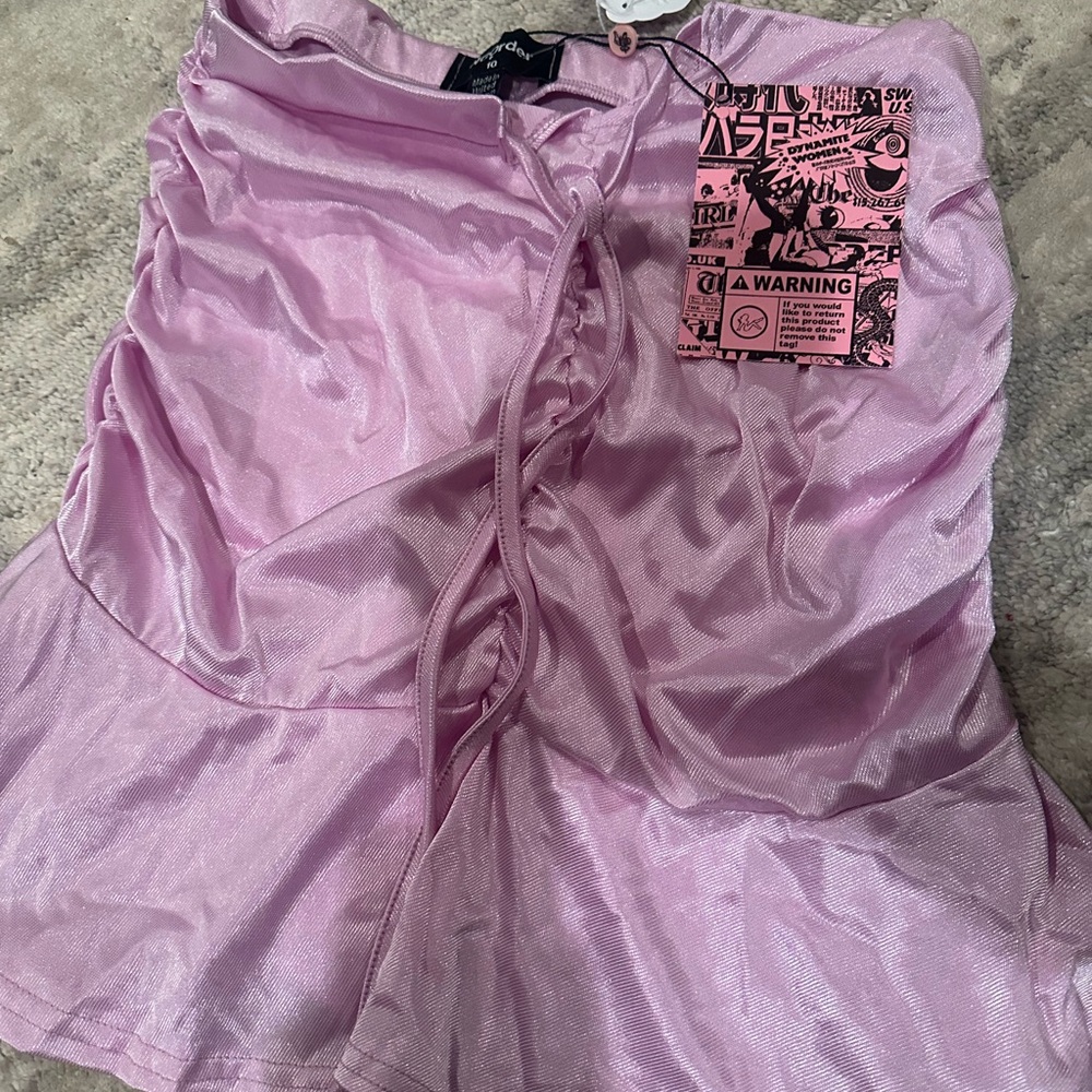 Dolls Kill New Girl Order size uk 10 us Medium Shiny Pink Skirt nwt